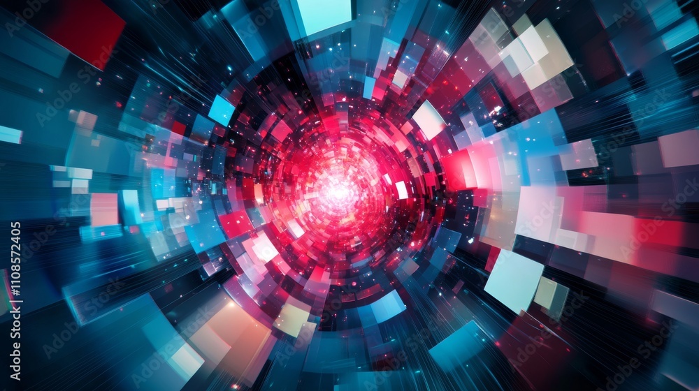 Poster technology abstract background featuring digital geometric tech elements