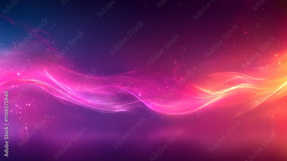 Poster abstract dynamic waves in colorful light gradients creating a seamless flow of energy with starry ba