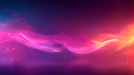 Obraz premium Abstract Dynamic Waves in Colorful Light Gradients Creating a Seamless Flow of Energy with Starry Background for Eye-Catching Visuals