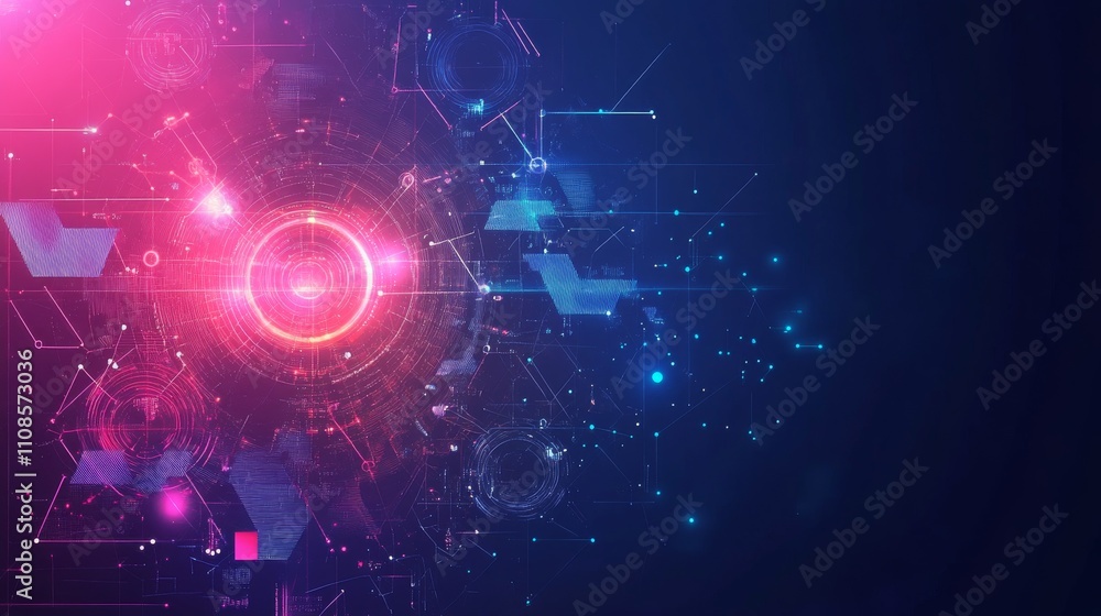 Poster technology abstract background featuring digital geometric tech elements