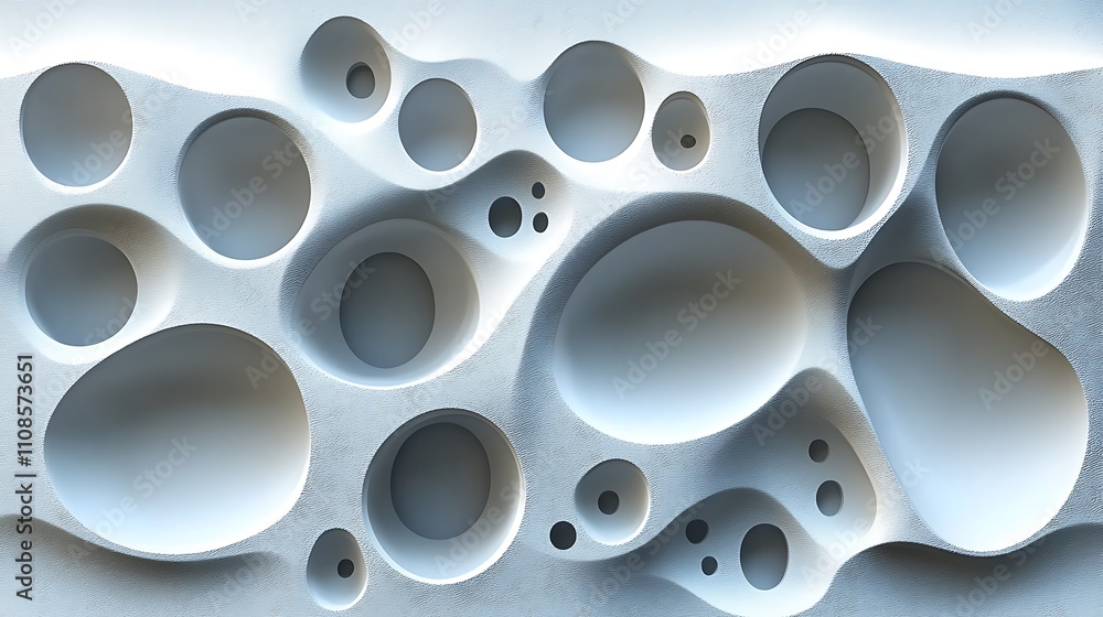 Poster abstract layered shapes in 3d creating a seamless design with soft curves and fluid forms for modern