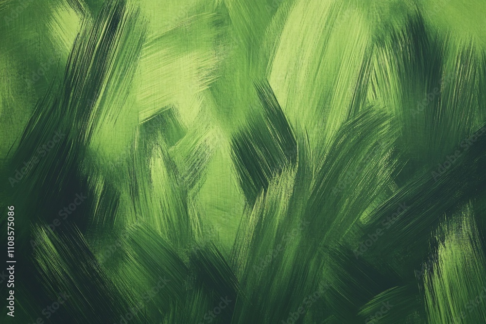 Aufkleber a textured green abstract painting with dynamic brush strokes creating a vibrant atmosphere.