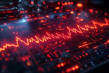 Obraz premium 3d render abstract technology background with depth of field. Abstract detailed elements. Data analyzing graphs. 