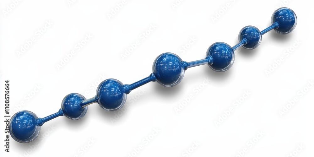Poster 3d blue model of a molecule representing structure and chaos on a white background for scientific an