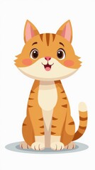 Fototapeta premium Happy Cat Sticker Vector With Orange and White Coloring for Various Creative Projects. Generative AI