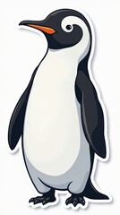 Fototapeta premium Cute Cartoon Penguin Sticker Design Created With Vibrant Colors on a Clean White Background. Generative AI