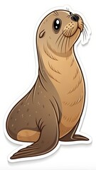 Fototapeta premium Sea Lion Sticker Vector Featuring a Playful Design on a White Background Perfect for Decoration. Generative AI