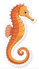 Fototapeta premium Colorful Seahorse Sticker Design With Unique Details and Vibrant Hues on a Clean Background. Generative AI
