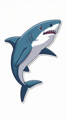 Naklejka premium Vector Sticker of a Cartoon Shark Design Perfect for Aquatic Themes and Marine Life. Generative AI