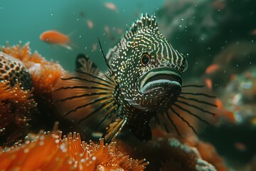 Colorful marine life vibrant fish among coral reef underwater scene tropical ocean close-up view wildlife concept