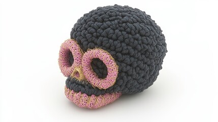 Crochet skull craft project art studio handmade decoration creative space close-up unique design ideas for home decor