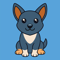 Obraz premium Cute Baby Cartoon Lancashire Heeler Dog Sitting Vector Illustration Design