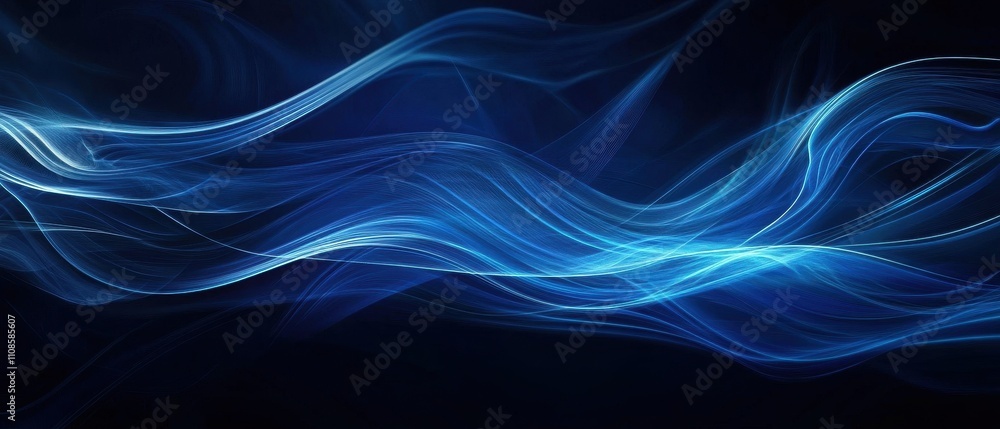 Poster abstract blue wave background dynamic flowing lines and curves for technology, energy, and design co