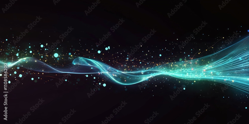 Poster abstract background with glowing lines and data points for creative and modern designs, perfect for 