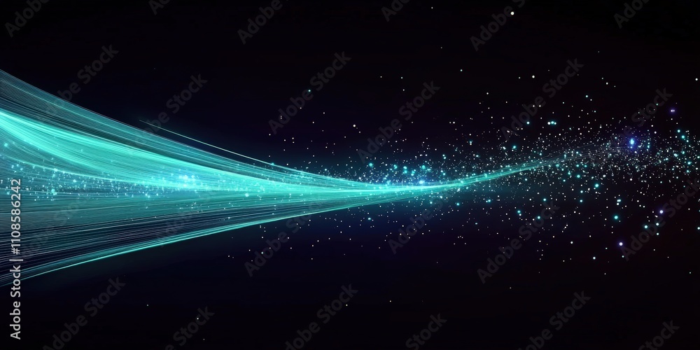 Poster abstract background with glowing lines representing data points in a digital universe of light and i