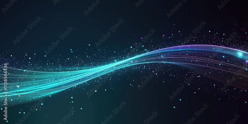 Poster abstract background with glowing lines and data points creating a futuristic visual presentation for