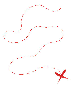 recommend clip art: Treasure map element. A dashed line and red X mark ink on the map, the treasure map with a dotted line, X marks the spot, dashed line trail to an X	
                    