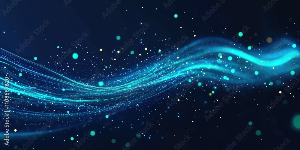 Poster abstract digital background with glowing blue elements and sparkles for creative and modern design p