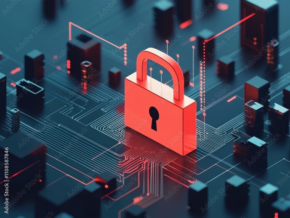 Aufkleber digital lock representing cybersecurity and data protection.