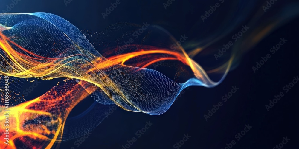 Aufkleber abstract digital background with glowing lines and flowing waves in vibrant colors perfect for moder