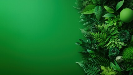 Fototapeta premium Lush green foliage creating a serene and calming background.