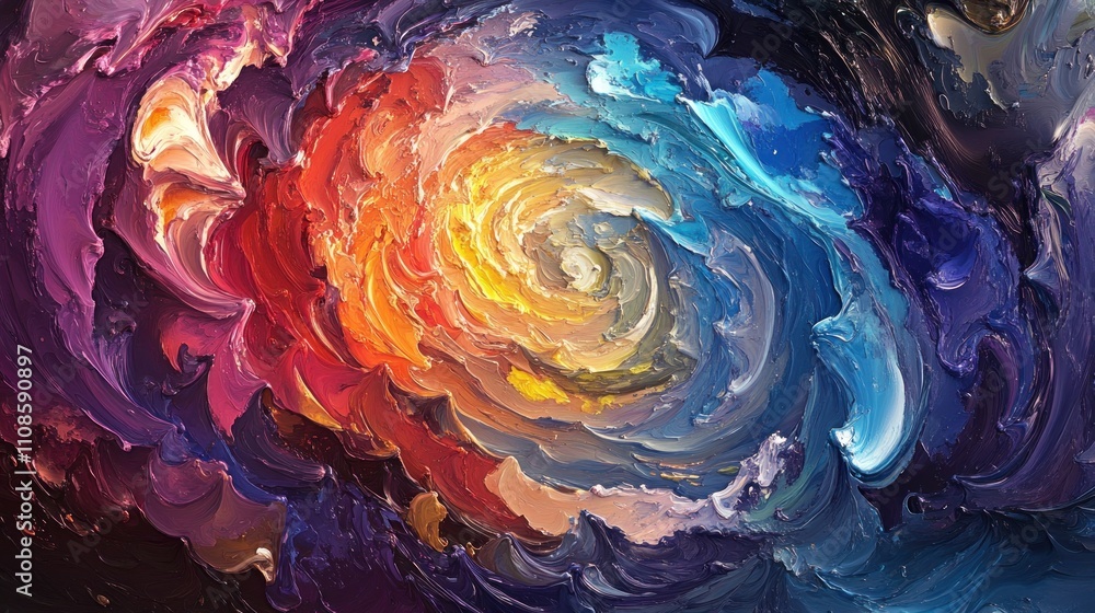 Poster a whirlwind of colors, each one representing a different emotion..