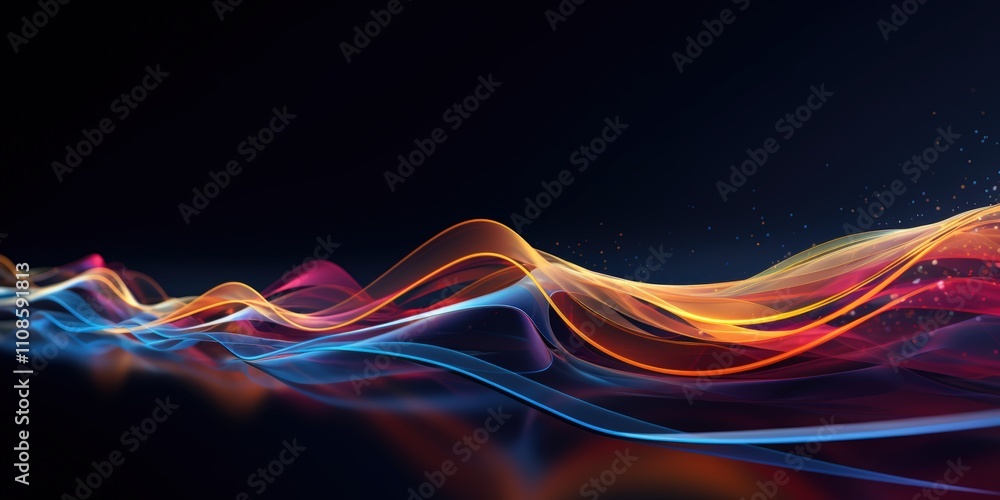Poster abstract digital background with colorful waves and light trails for creative projects and design pu