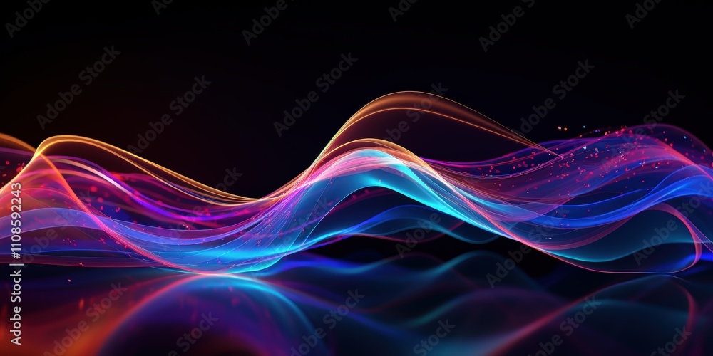 Poster colorful abstract background with flowing waves and gradient lights featuring vibrant shimmering eff