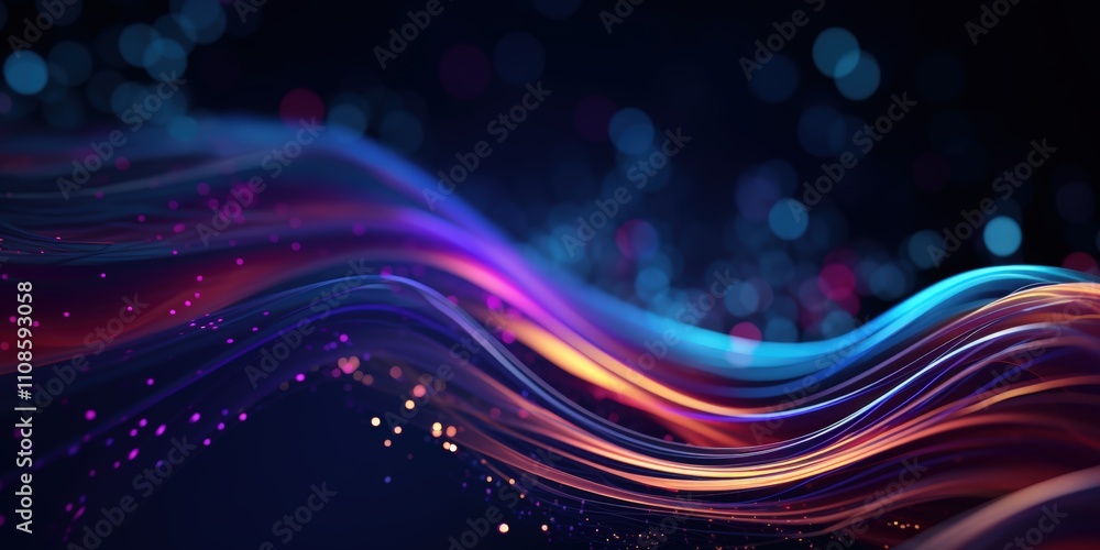 Poster abstract digital background with colorful waves and bokeh effects perfect for modern design projects