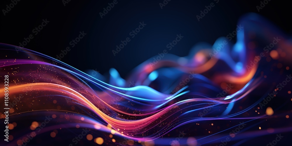 Poster abstract digital background with vibrant waves and colorful light effects for creative projects and 