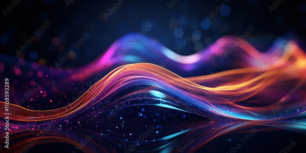 Poster abstract digital background featuring colorful waves and sparkles ideal for creative projects and gr