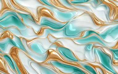 Obraz premium Abstract Teal and Gold Liquid Marble Texture Swirling Luxury Background for Design Projects