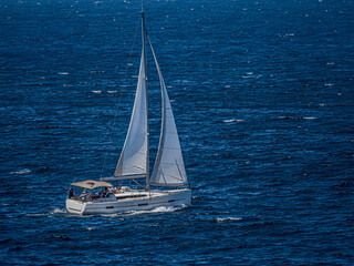 Ocean Going Yacht Sailing Along