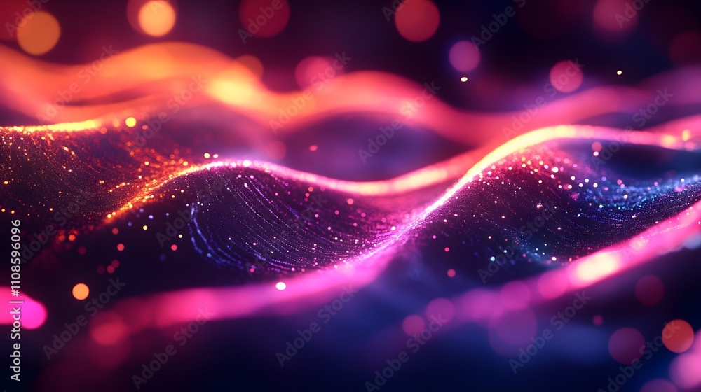 Poster abstract glowing particle wave background image