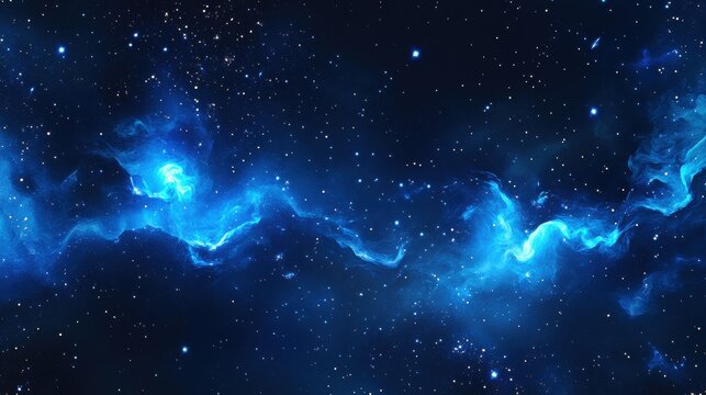 Stunning Deep Space Nebula Vibrant Blue Cosmic Clouds and Sparkling Stars - Celestial Background Image