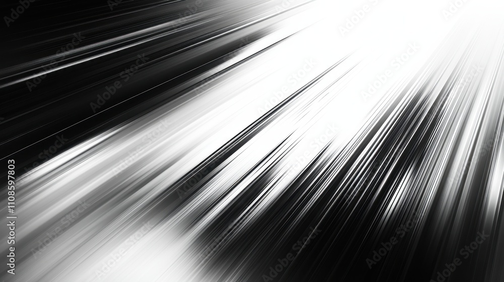 Poster abstract black and white diagonal lines background dynamic speed and light rays design for modern pr