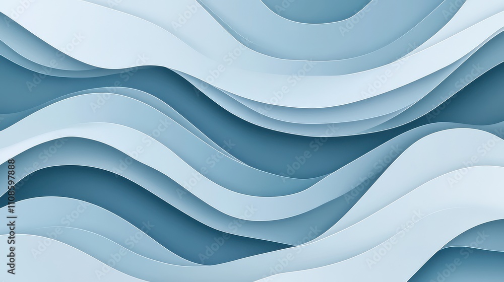 Poster abstract blue wave background smooth, layered paper design for modern branding and web design.