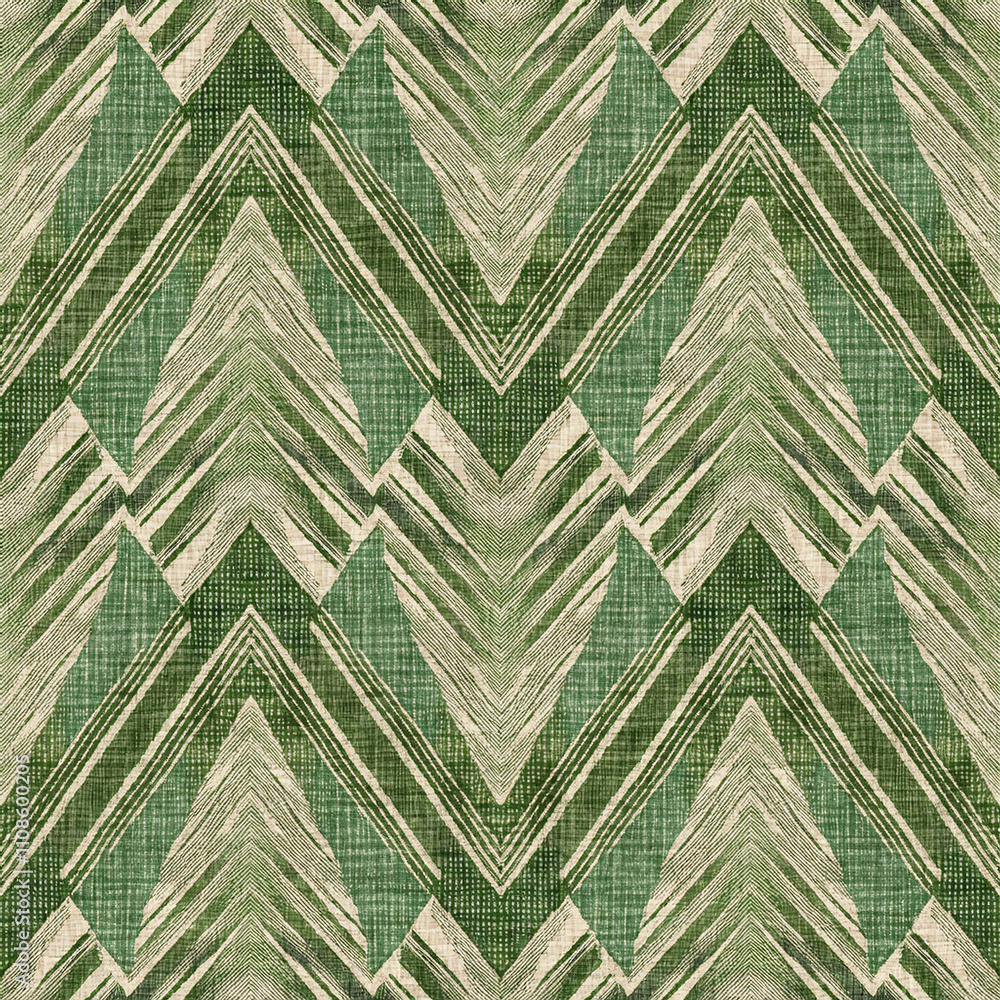 Poster burlap sack textured abstract geometric zigzag shapes seamless pattern realistic sackcloth fabric lo