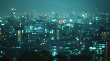 Night City Lights Blurred Skyline View
