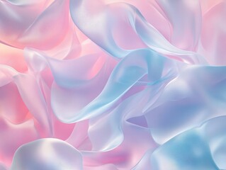 Obraz premium Dreamy Pastel Pink and Blue Abstract Fabric Texture Soft, Flowing Silk Background for Design