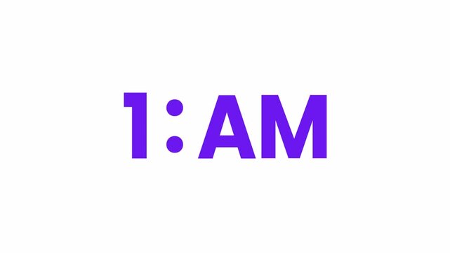 1 AM Animated Text. Alpha matte with transparent background 4K resolution.