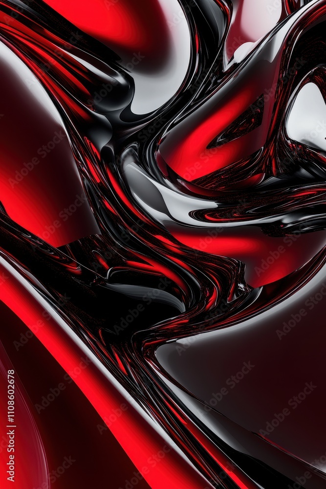 Poster abstract red and black liquid swirl high-resolution glossy background texture for design
