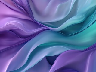 Fototapeta premium Abstract Purple and Teal Swirling Fabric Texture Elegant Draped Silk Background for Design Projects