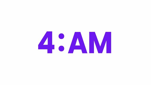 4 AM Animated Text. Alpha matte with transparent background 4K resolution.
