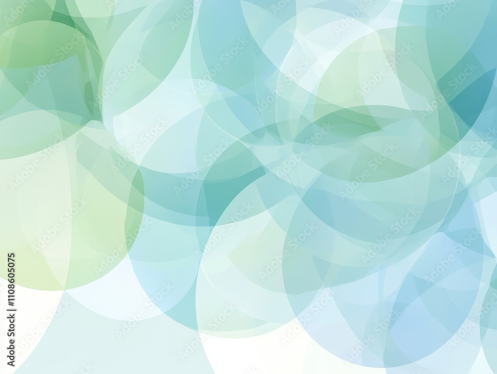 Poster abstract pastel green and blue overlapping circles background soft, elegant design for branding and 