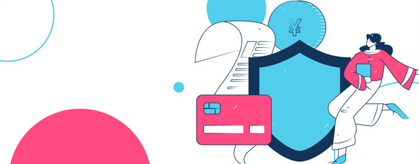 Online shopping payment security character flat vector concept operation hand drawn illustration
