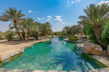 Fototapeta premium Green Oasis Amidst the Desert Expanse