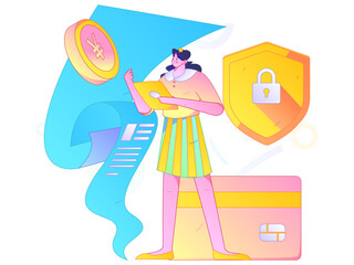 Online shopping payment security character flat vector concept operation hand drawn illustration
