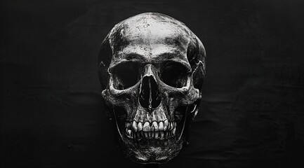 Fototapeta premium white human skull on black background 