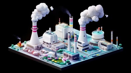 Set of isometric graphics for a power plant